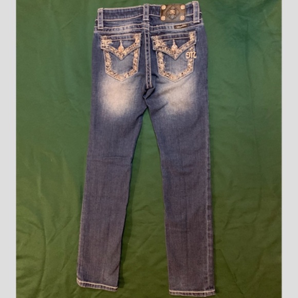Miss Me Kids Blue Jeans with Silver Embellishments - Picture 3 of 7